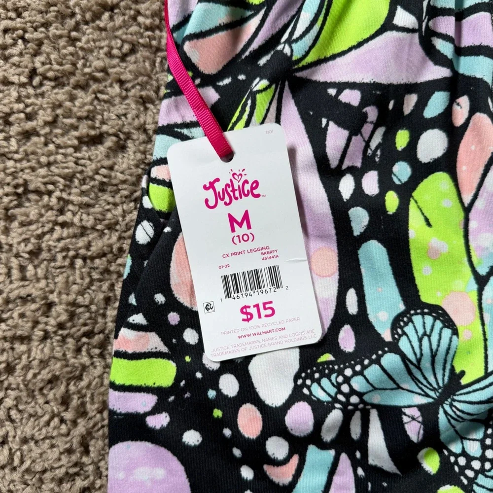 Justice Ankle Leggings Bundle Butterfly Tie Dye girls medium 10 NEW dance bright